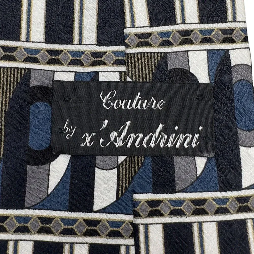X'andrini Silk Dress Tie Made in USA‎ Multicolor Geometric Pattern 55